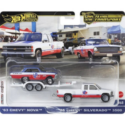 Mattel Hot Wheels Premium Car Culture Team Transport ’63 Chevy Nova & ’88 Chevy Silverado 3500 VP Racing