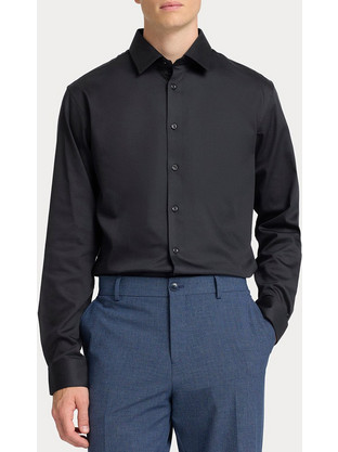 Selected Ανδρικό Πουκάμισο Βαμβακερό Μακρυμάνικο Slim Fit Μαύρο 16092939
