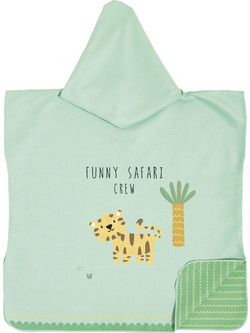 Nima Funny Safari 3/5 Παιδικό Πόντσο Θαλάσσης Microfiber Πράσινο Mint