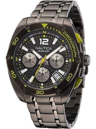 Nautica Tin Can Bay Ανδρικό Ρολόι Χρονογράφος με Μαύρο Μεταλλικό Μπρασελέ NAPTCF210