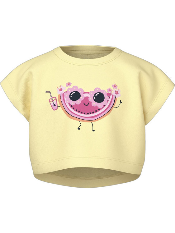 Name It Watermelon Παιδικό Crop Top Κοντομάνικο Κίτρινο Φούξια 13228148