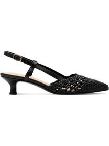 Marco Tozzi Γόβες Slingback Δερμάτινες με Λεπτό Χαμηλό Τακούνι Μαύρες 2-2-29502-44-001