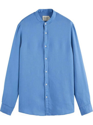 Scotch & Soda Ανδρικό Πουκάμισο Βαμβακερό Μακρυμάνικο Κανονική Γραμμή με Mao Γιακά Μπλε 179866-1542