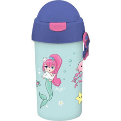Must Mermaid Time Παιδικό Παγούρι Πλαστικό με Καλαμάκι Τιρκουάζ 500ml