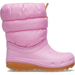 Crocs Παιδικές Μπότες Χιονιού Ροζ Καφέ Αδιάβροχες με Γούνα 207684-6XQ
