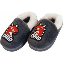 Jomix Dino Χειμερινές Παιδικές Παντόφλες για Αγόρι με Γούνα Ανθρακί MP7271