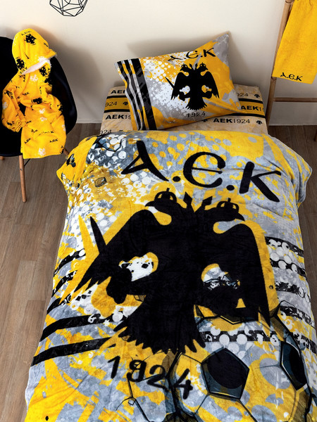 Palamaiki Παιδική Κουβέρτα Fleece AEK 160x220 Κίτρινη Μαύρη