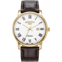 Roamer Classico Ανδρικό Ρολόι με Καφέ Δερμάτινο Λουράκι R971856482505