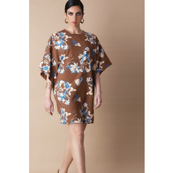 Bee Me Renata Mini Καλοκαιρινό Φόρεμα για Γάμο / Βάπτιση Floral Καφέ S5010