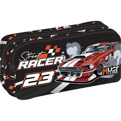 Must Street Racer Κασετίνα Βαρελάκι με 2 Θήκες Μαύρη 586838