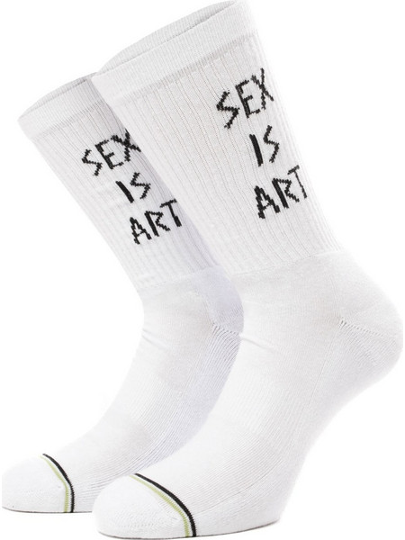 Bee Unusual Sex is Art Ανδρικές Κάλτσες Ψηλές με Σχέδια Λευκές AS-240120