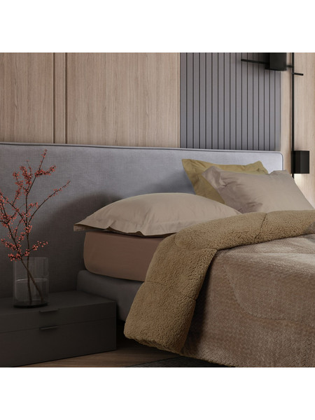 Das Home Κουβερτοπάπλωμα Υπέρδιπλο Hollowfiber 220x240 Sherpa 1367 Taupe