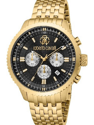 Roberto Cavalli Ανδρικό Ρολόι Χρονογράφος με Χρυσό Μεταλλικό Μπρασελέ RC5G127M0075