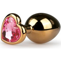 EasyToys Metal Heart No 7 Πρωκτική Σφήνα Diamond Plug 8cm Ροζ Χρυσή