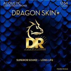 DR Strings Dragon Skin+ Coated DA8-12 Σετ 6 Χορδές Ακουστικής Κιθάρας 80/20 Bronze 12-54" Light Tension