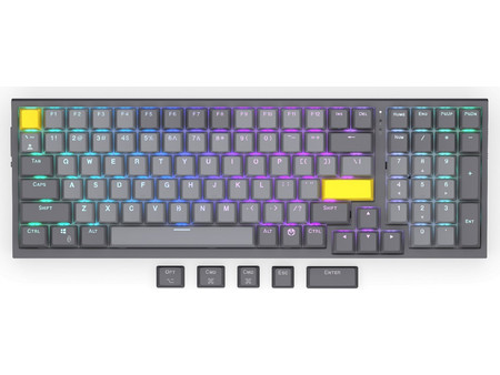Endorfy Celeris 1800 Ασύρματο Μηχανικό Gaming Πληκτρολόγιο με Gateron Yellow Διακόπτες RGB Grey