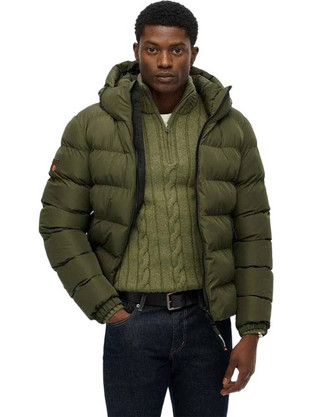 Superdry Hooded Sports Ανδρικό Μπουφάν Χειμωνιάτικο Puffer Χακί M5011905A-H1Q