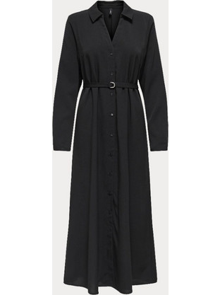 Only Maxi Καθημερινό Φόρεμα Σεμιζιέ Μαύρο 15357404