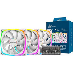 Montech AX120 Case Fan 120mm ARGB με Σύνδεση 3-Pin 4-Pin PWM 3τμχ White