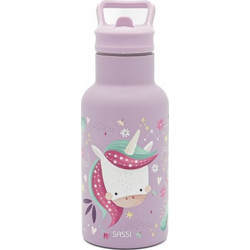Sassi Sparkly The Unicorn Παιδικό Παγούρι Ανοξείδωτο με Καλαμάκι Λιλά 350ml