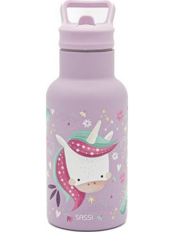 Sassi Sparkly The Unicorn Παιδικό Παγούρι Ανοξείδωτο με Καλαμάκι Λιλά 350ml