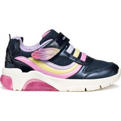 Geox Παιδικά Sneakers με Φωτάκια Navy Μπλε Ροζ Μωβ J55M4A0AJGNC4243