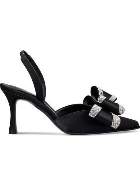 Envie Shoes Γόβες Slingback με Λεπτό Ψηλό Τακούνι Φιόγκο & Στρας Μαύρες E02-22090-34