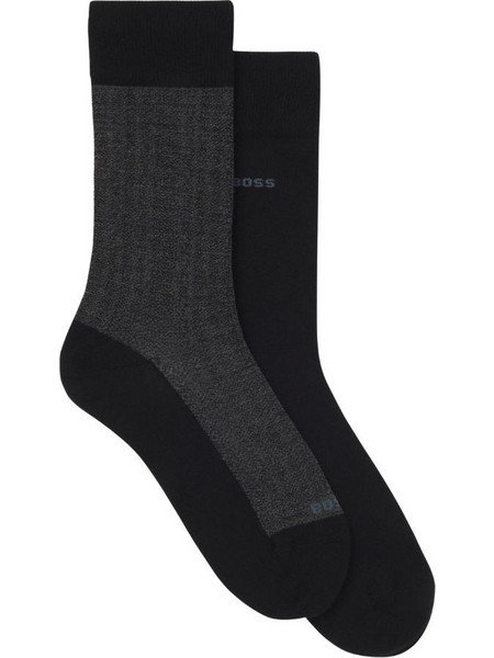 Hugo Boss Ανδρικές Κάλτσες Ψηλές με Σχέδια Μαύρες 2Pack 50543561-001
