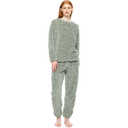 Pink Label Σετ Γυναικείες Πιτζάμες Χειμωνιάτικες Fleece Πράσινο Mint W1873