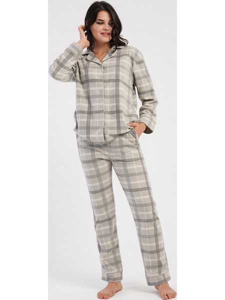 Vienetta Secret Σετ Γυναικείες Πιτζάμες Χειμωνιάτικες Fleece Γκρι 161848