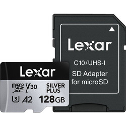 Lexar Silver Plus microSDXC 128GB Class 10 U3 V30 UHS-I A2 250MB/s + Adapter