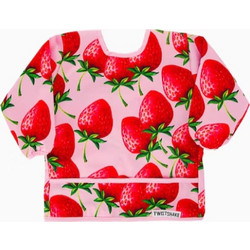 Twistshake Strawberry Αδιάβροχη Σαλιάρα Ποδιά Πλαστική Τσέπη & Μανίκια 12m+ Ροζ