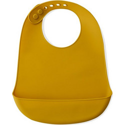Interbaby Αδιάβροχη Σαλιάρα Σιλικόνης με Κουμπί & Τσέπη Πορτοκαλί