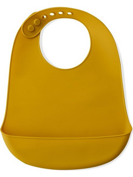 Interbaby Αδιάβροχη Σαλιάρα Σιλικόνης με Κουμπί & Τσέπη Πορτοκαλί