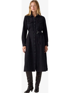 Levi's Midi Καθημερινό Φόρεμα Σεμιζιέ Τζιν Μαύρο 004H3-0001