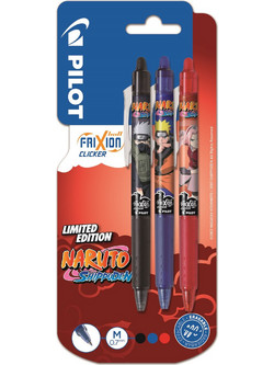 Pilot Frixion Clicker Naruto Σετ Στυλό Gel που Σβήνει 0.7mm Πολύχρωμο