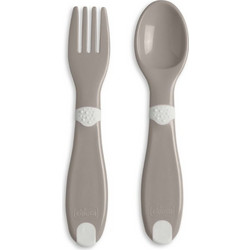 Chicco First Cutlery Σετ Βρεφικό Πιρούνι & Κουτάλι 12m+ Γκρι 2τμχ