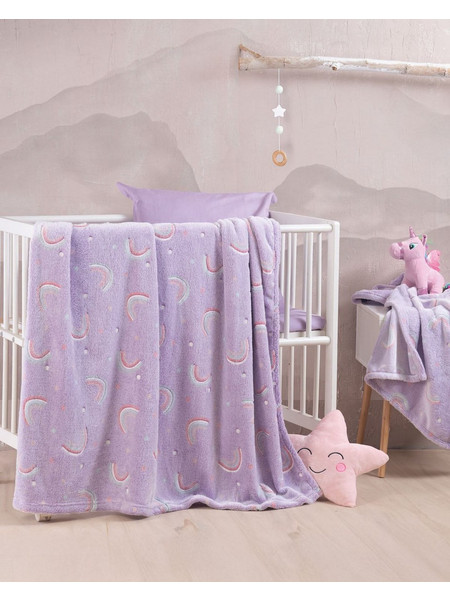 Rythmos Nelie Luminus Κουβέρτα Κούνιας Fleece 110x140 Λιλά