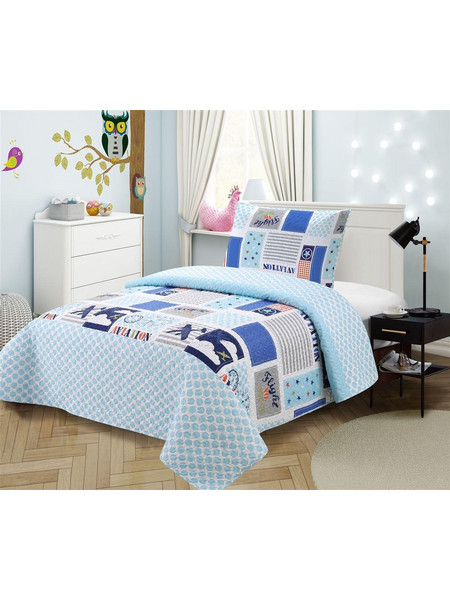 Dimcol Σετ Παιδικό Κουβερλί Μονό Microfiber με Μαξιλαροθήκη 160x220 240 Γαλάζιο