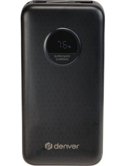 Denver PQC-20065 Power Bank 20000mAh 65W με Θύρα USB-A & Θύρα USB-C Power Delivery Black