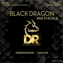DR Strings Black Dragon DBSMB6-30 Σετ 6 Χορδές Ηλεκτρικού Μπάσου Stainless Steel 30-125" Medium Tension