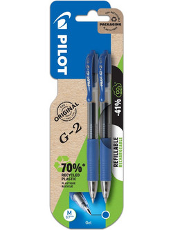 Pilot G-2 Σετ Στυλό Gel 0.7mm Μπλε 2τμχ