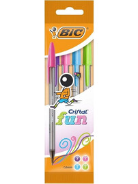 BIC Cristal Fun Σετ Στυλό Διαρκείας 1.6mm Πολύχρωμο 4τμχ