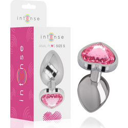 Intense Aluminum Heart Small Πρωκτική Σφήνα Diamond Plug 7cm Ασημί Ροζ D-235737