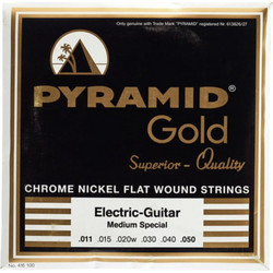 Pyramid Gold Flatwound Σετ 6 Χορδές Ηλεκτρικής Κιθάρας Pure Nickel 11-50" Medium Tension