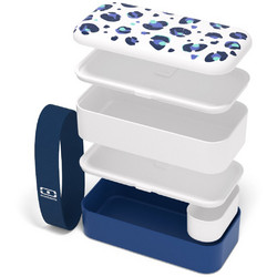 Monbento MB Original Navy Δοχείο Φαγητού από Ανακυκλώσιμο Υλικό Κατάλληλο για Φούρνο Μικροκυμάτων 1lt Μπλε Λευκό