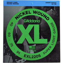 D'Addario EXL220S Σετ 4 Χορδές Ηλεκτρικού Μπάσου Nickel Plated Steel 40-95" Extra Light Tension 3/4