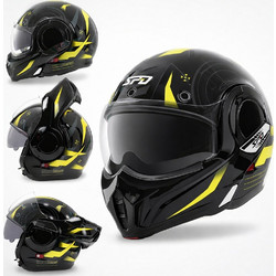 Faseed SPD 707 Reverse Black Yellow Κράνος Μηχανής Crossover / Modular 1750gr