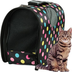 AriaTrade Dots Τσάντα Μεταφοράς Γάτας Μαύρη 53x21x30cm
