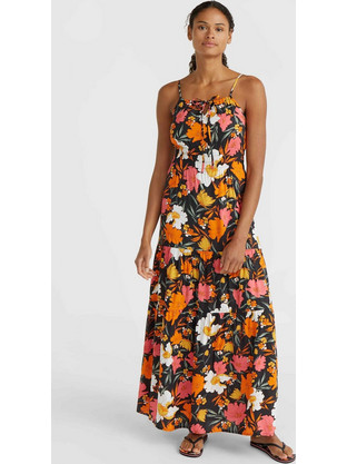 O'Neill Quorra Maxi Καλοκαιρινό Καθημερινό Φόρεμα Floral Μεταξωτό Μαύρο 1300097-39069